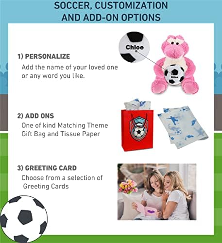 DolliBu Sitting Pink Alligator Plush with Soccer Ball