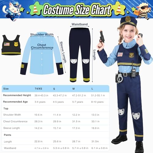 Yadiya Police Officer Costume for Kids 3-12