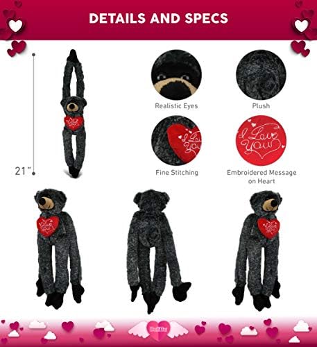 DolliBu Personalized Valentine Black Bear Plush - 21 Inches