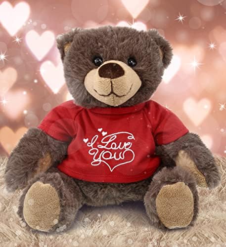 DolliBu Brown Bear Plush with Red Shirt