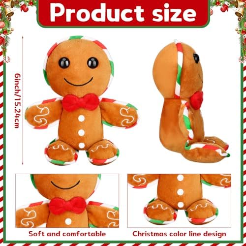 Poen 6 Pcs Christmas Gingerbread Stuffed Man Plush Doll