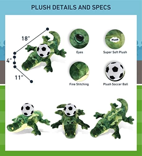 DolliBu Gator Plush with Soccer Ball - 18 Inches