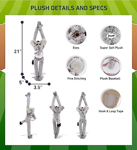 DolliBu Long Arms Elephant Stuffed Animal with Baseball - 21 Inches