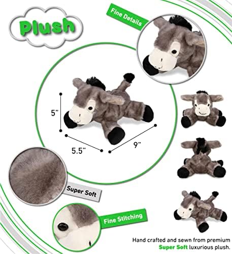 Puzzled DolliBu Plush Donkey - 9 Inch Soft Huggable Grey Stuffed Animal Toy