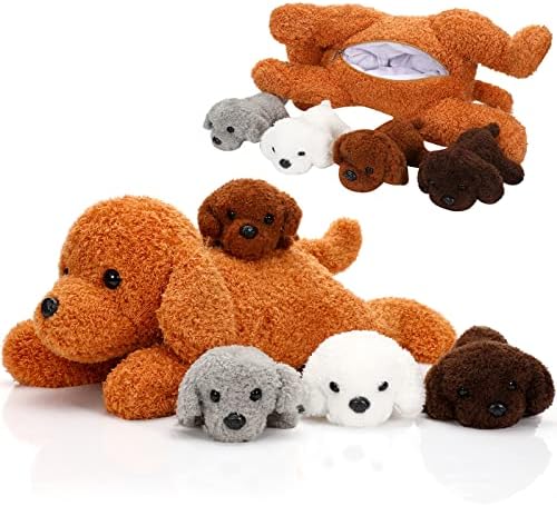 Skylety 5 Pcs Dog Stuffed Animal Set with Baby Puppies