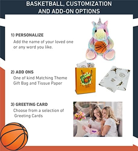 DolliBu Rainbow Unicorn Basketball Plush - 10 Inches Huggable