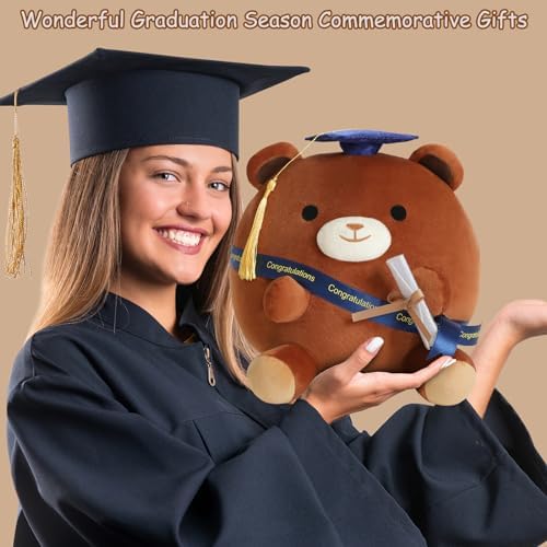 Finebee Brown Bear Plushie Graduation Gift with Cap for Kids