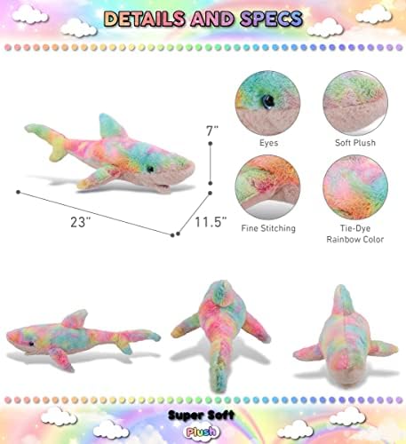 DolliBu Large Rainbow Shark Plush Toy