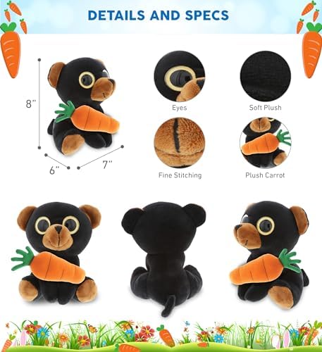 DolliBu Happy Easter Black Bear Sparkle Eyes with Carrot