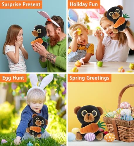 DolliBu Happy Easter Black Bear Sparkle Eyes with Carrot