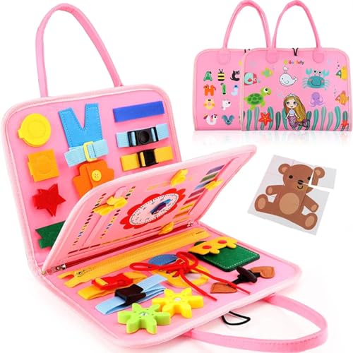 Basic Life Skills Quiet Book - Educational Toddler Toy Pink