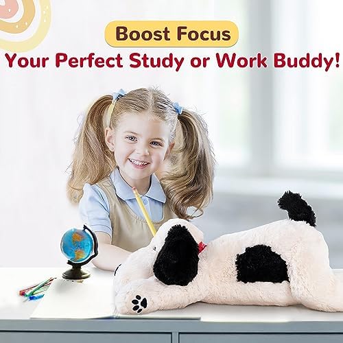 Meowtastic Black White Weighted Plush Dog