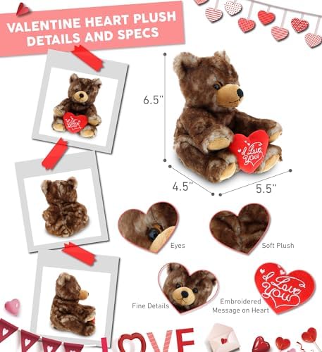 DolliBu I Love You Valentine Plush Grizzly Bear