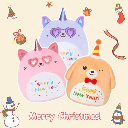 SQEQE Happy New Year Kawaii Dog Plush Toy 10 Inch
