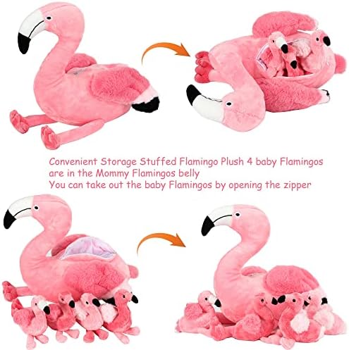 Qpewep 21Inch Flamingo Plushie with 4 Babies