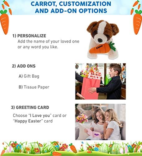DolliBu St Bernard Plush Dog with Carrot - Happy Easter 8 Inch Stuffed Animal