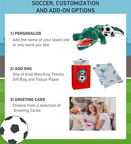 DolliBu Green Alligator Plush with Soccer Ball - 18 Inches