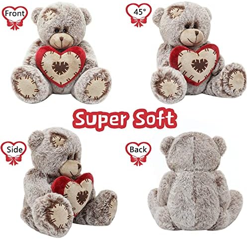 10 Inch Plush Teddy Bear with Red Heart Pillow