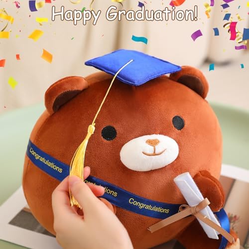 Finebee Brown Bear Plushie Graduation Gift with Cap for Kids
