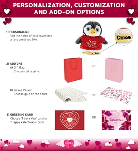 DolliBu I Love You Valentine Plush Penguin - 9 Inches Cute Stuffed Animal