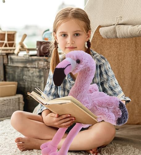 DolliBu Flamingo Plush Toy - 8 Inch Cute Huggable Stuffed Animal