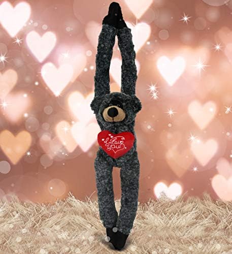 DolliBu Personalized Valentine Black Bear Plush - 21 Inches