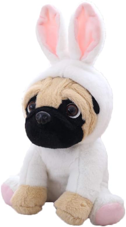 CASAGOOD Pug Dog Plush in Bunny Rabbit Costume