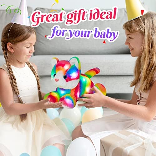 Glow Guards 13 Rainbow Cat Plush Toy with LED Night Light and Lullaby