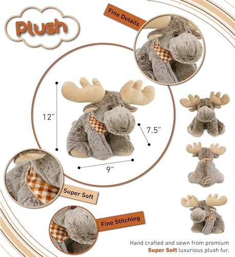 Puzzled DolliBu 12 Inch Fluffy Moose Plush Toy