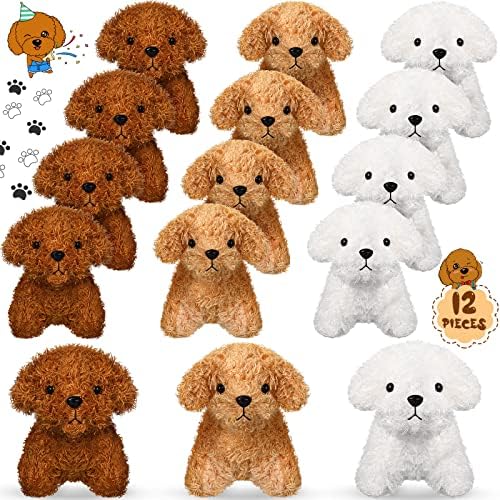 Skylety 12-Pack Mini Shaggy Dog Plush Toys