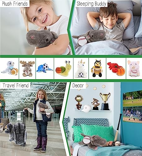 DolliBu Hippo Stuffed Animal with Baseball - 115 Inch Plush Toy 1