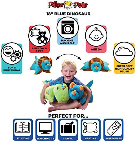 Pillow Pets Triceratops Blue Dinosaur 18 Inch Plush Pillow Toy
