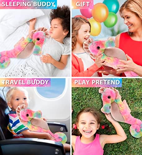 DolliBu Rainbow Seahorse Plush 15 Inches