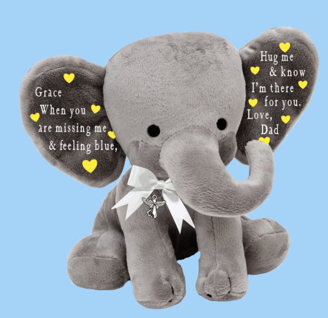 Handmade Comfort Elephant Plush with Ribbon and Angel Charm