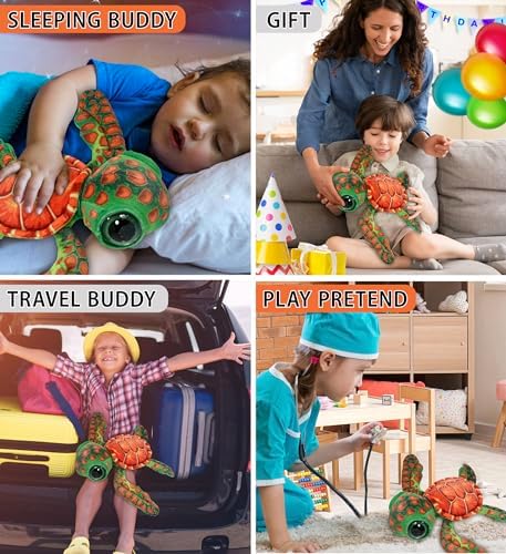 DolliBu Orange Sea Turtle Soft Plush Stuffed Animal