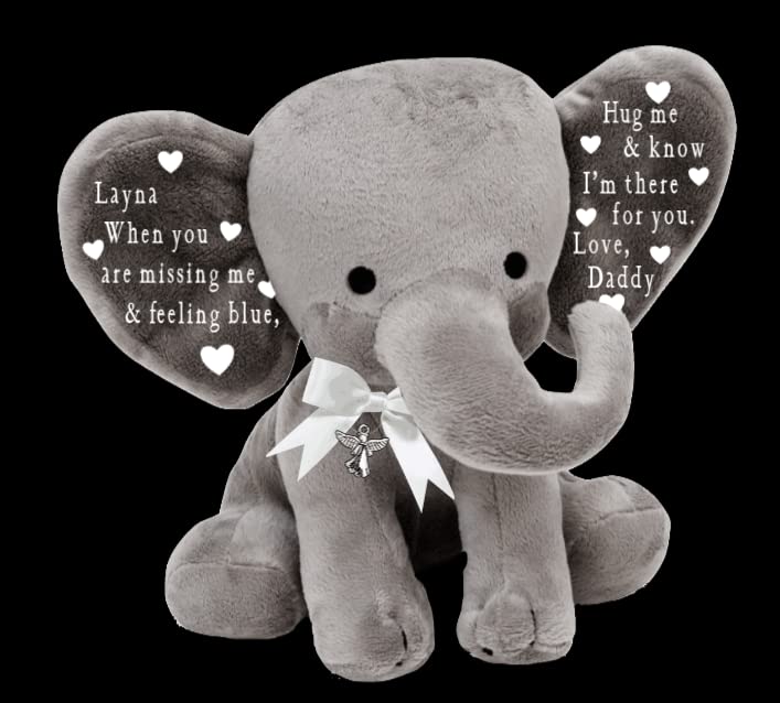 Handmade Comfort Elephant Plush with Ribbon and Angel Charm