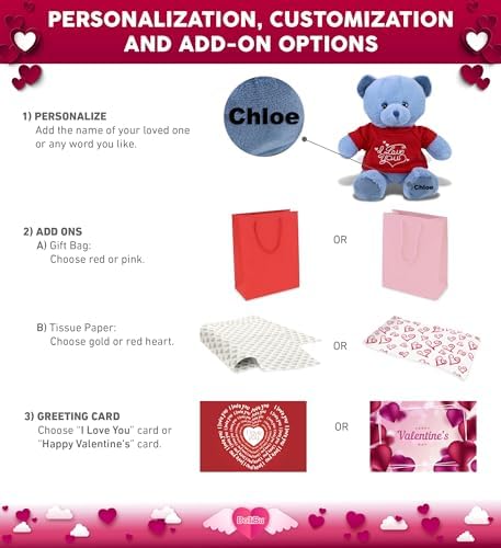 DolliBu I Love You Baby Blue Bear Plush - 8 Inches