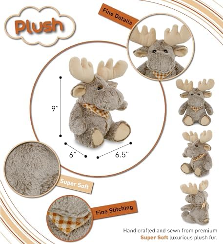 DolliBu Brown Sitting Moose Plush - 11 Inches