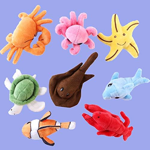 PELATOS Plush Sea Animals Playset with Shell House - 8 Piece
