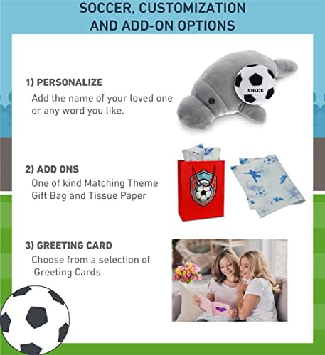 DolliBu Grey Manatee Soccer Ball Plush - 9 Inches