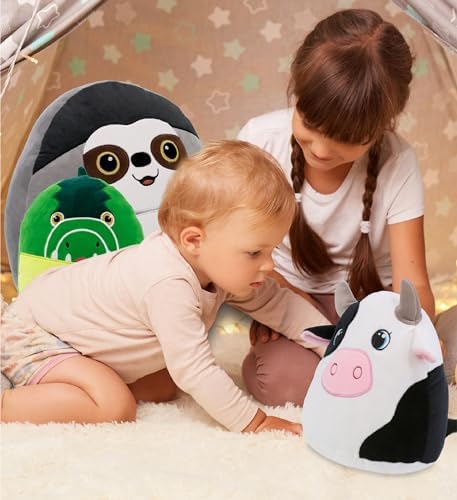 DolliBu Snug-Mooshies Cow Plush - 10 Inch Cuddly Toy