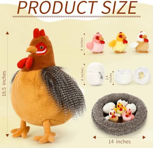 BENINY Farm Hen Plush Toy with Baby Chicks and Coop