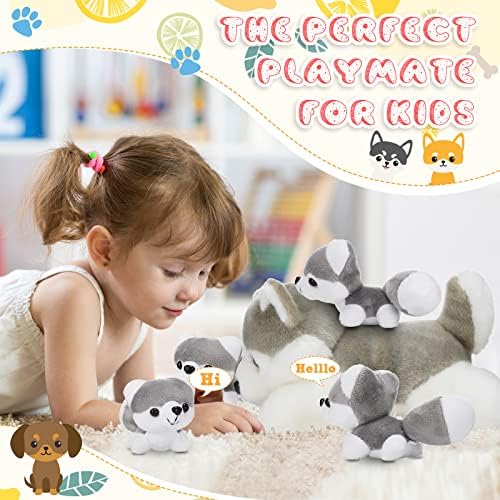 HyDren 5-Piece Husky Plush Set - Big Small Cute Dog Stuffed Animals