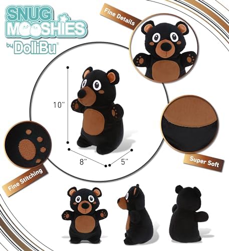 DolliBu Snug-Mooshies Standing Black Bear Plush Toy