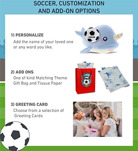 DolliBu Blue Narwhal Plush with Soccer Ball - 1175 Inch