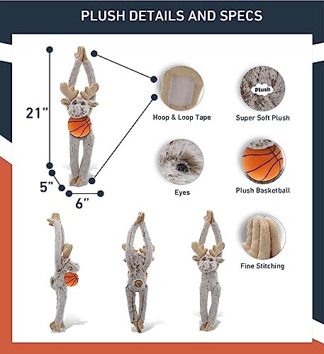 DolliBu Long Arms Moose with Basketball Plush - 21 Inch