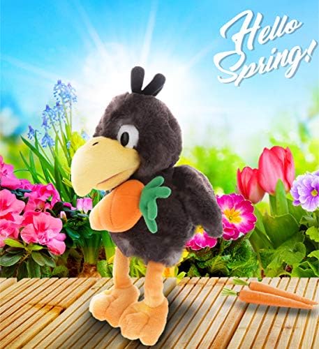 DolliBu Easter Crow Plush with Carrot - 95 Inch Cute Stuffed Toy