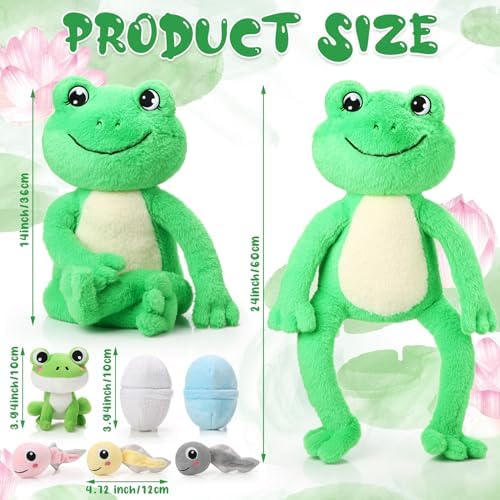 Syhood 7 Pcs Cute Frog Plush Toy Set for Kids