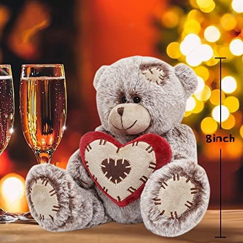 10 Inch Plush Teddy Bear with Red Heart Pillow