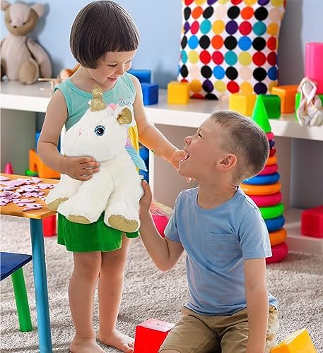 DolliBu White Gold Unicorn Plush 115 Inch